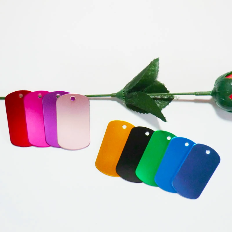 Venta al por mayor, 100 Uds., etiquetas de identificación para perros, personalizadas, grabadas, nombre de mascota, teléfono, placa de identidad militar redonda de aluminio personalizada - imagen 2