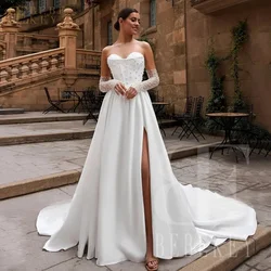 BEBEKEY-vestidos de novia de lujo con perlas, vestidos de novia personalizados con escote en forma de corazón, vestido Formal de fiesta, vestidos de novia