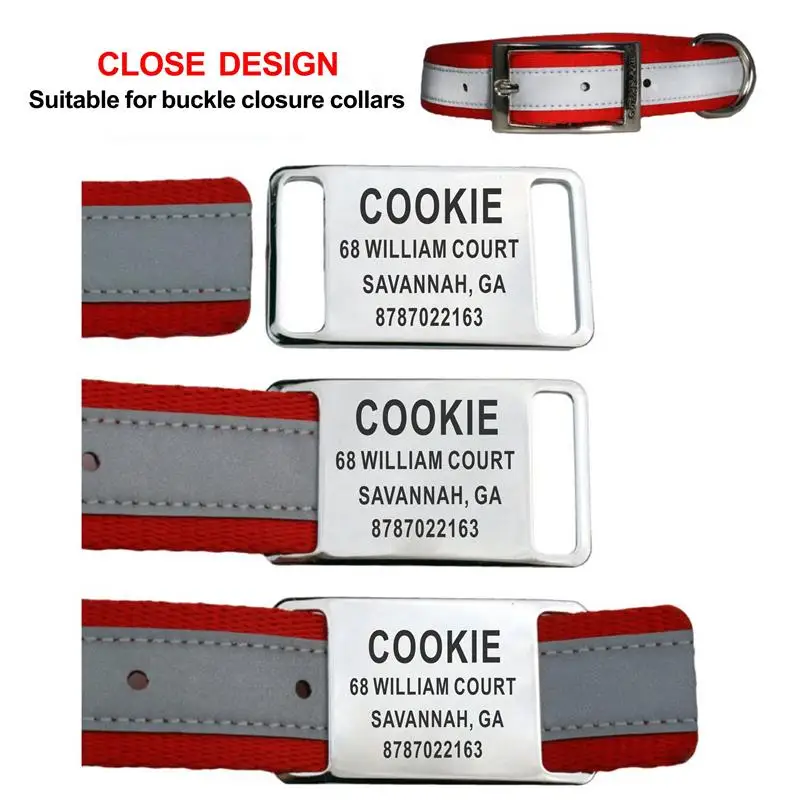 Etiqueta de identificación de mascota personalizada, etiquetas de nombre deslizantes, accesorios para Collar, colgante, grabado gratis, etiquetas de perro de acero inoxidable, 3 colores - imagen 2