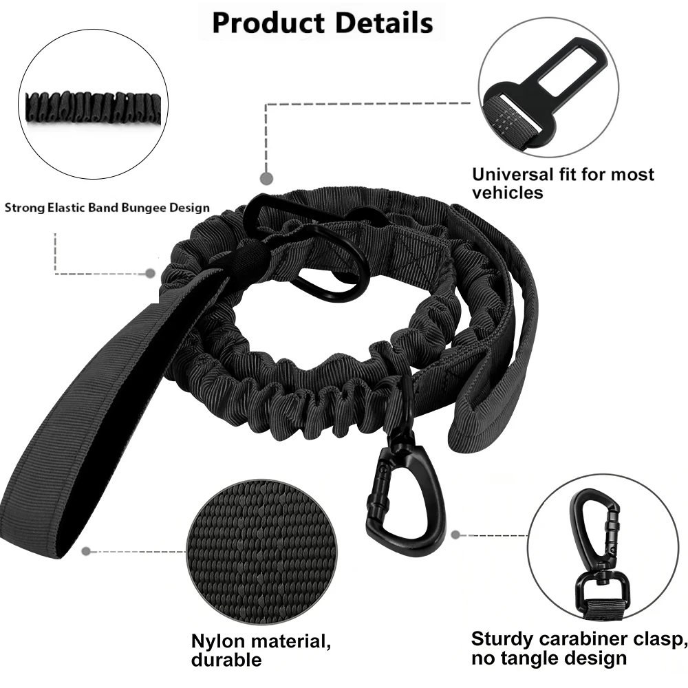 Correa antitirones elástica táctica para perros medianos y grandes - imagen 3