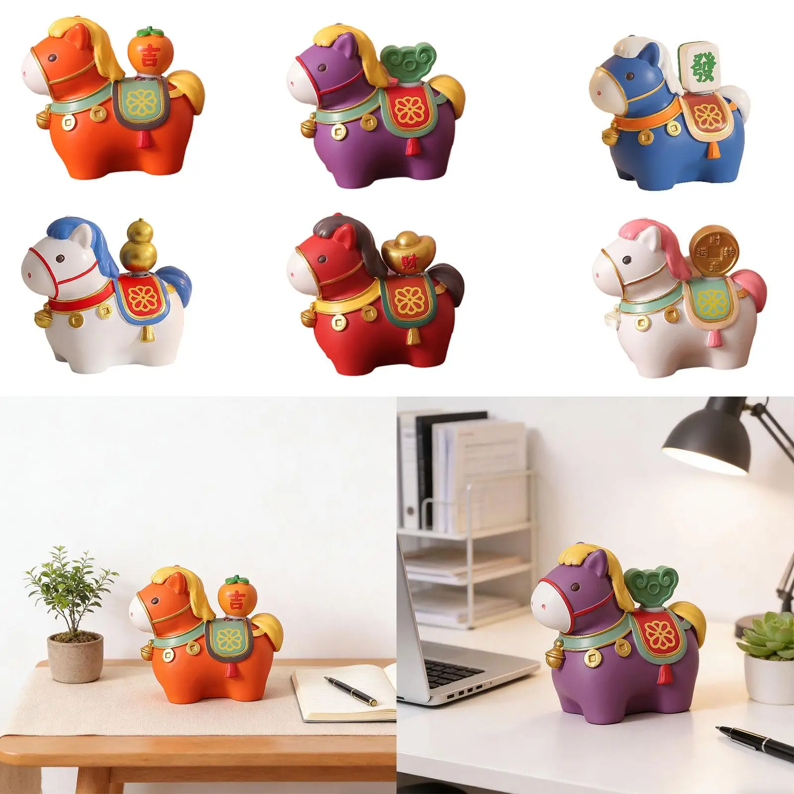 Bonita estatuilla de caballo de resina, accesorios en miniatura, decoración coleccionable para sala de estar o escritorio de estudio - imagen 4