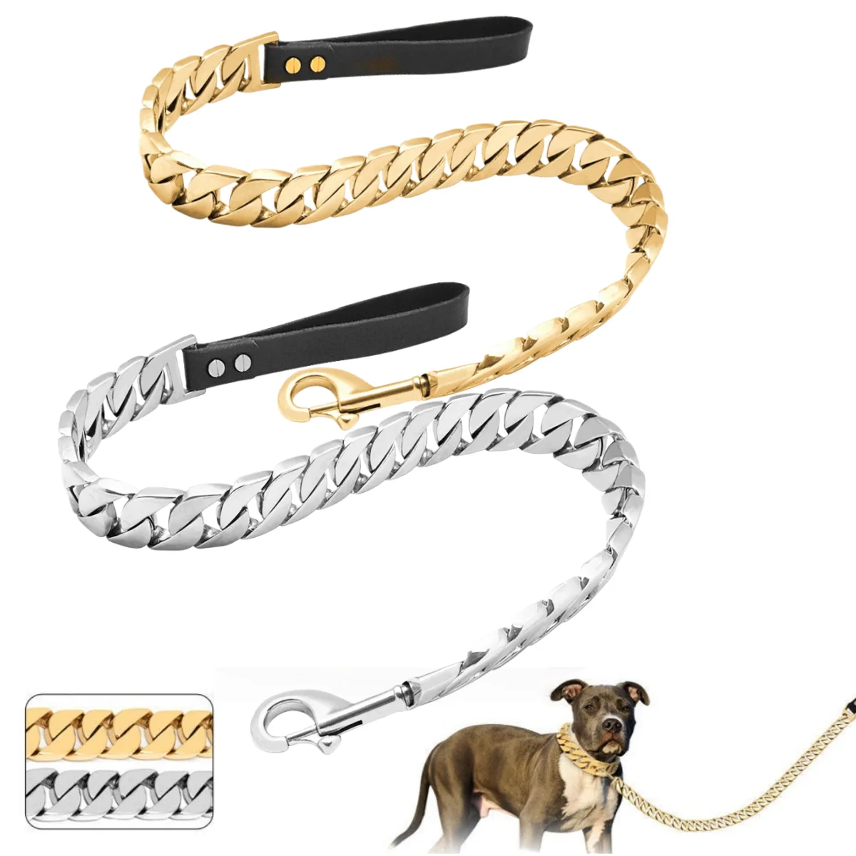 Collar resistente de acero inoxidable para Bulldog y Pitbull - imagen 3
