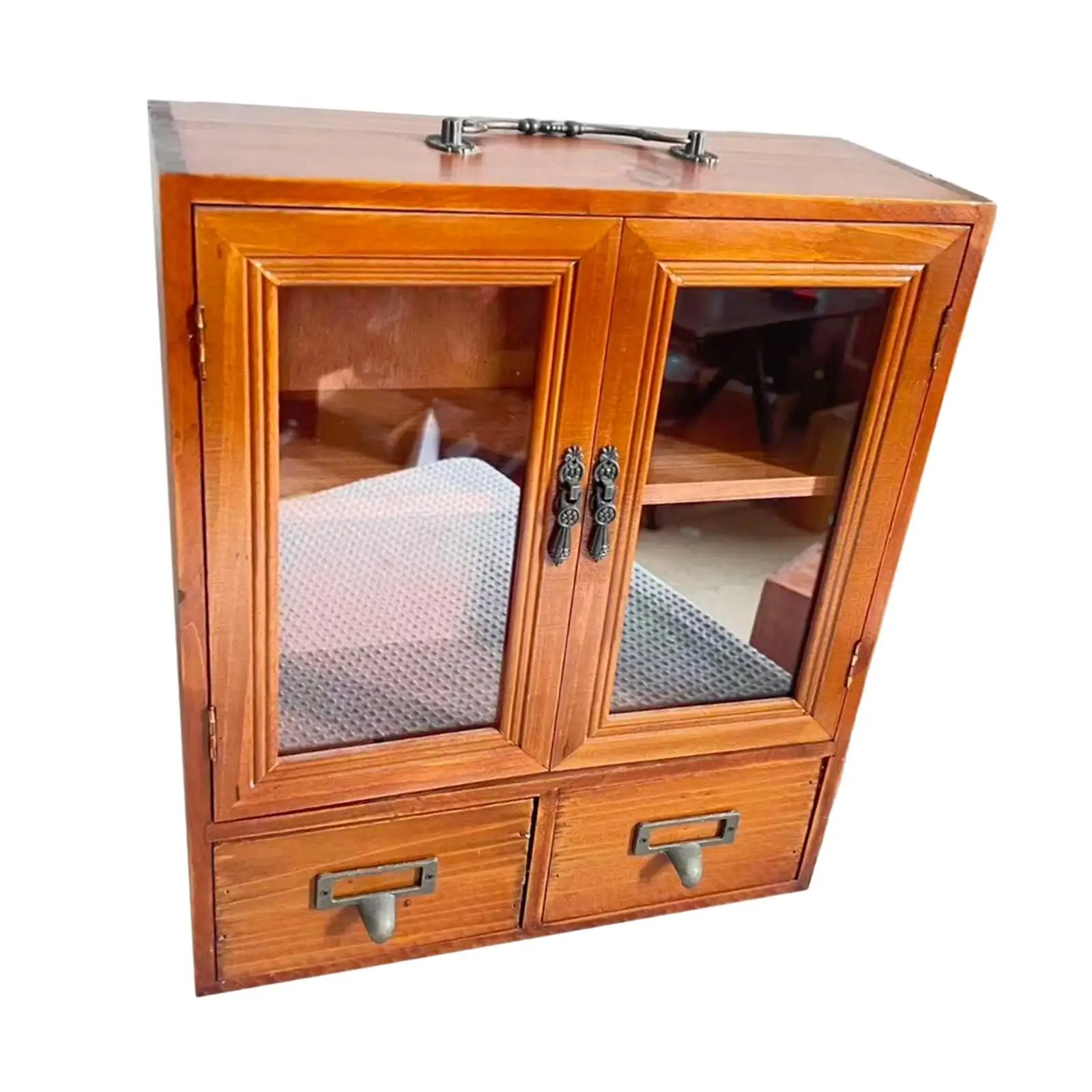 Desktop Organizer Drawer Organization Vintage Retro Storage Cabinet Showcase Display Cabinet for Perfume Tea Cups Dresser Office