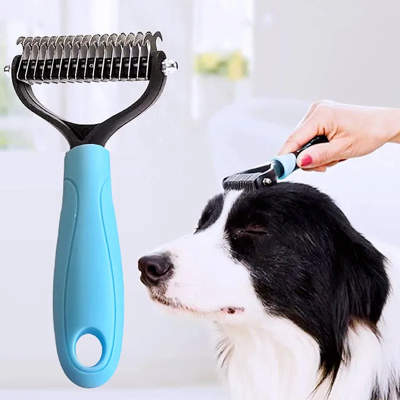 Peine para perros, cuchillo, cepillo para perros, removedor de pelo para mascotas, peines de acero inoxidable para perros, limpieza de nudos, masaje, cepillo para gatos, peine, suministros para mascotas - imagen 3