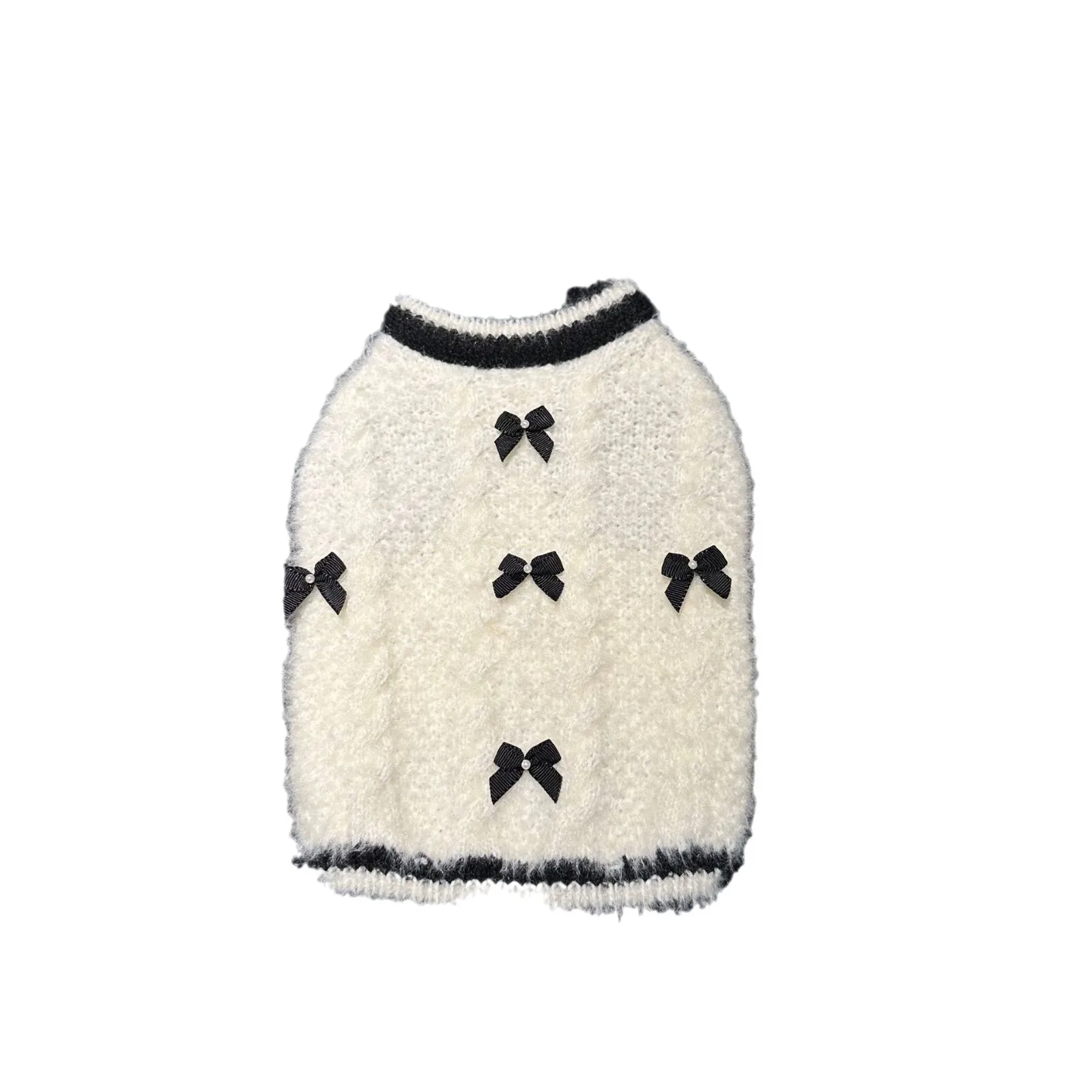 Suéter de punto de felpa para mascotas, Otoño/Invierno, bonito lazo, Sudadera con capucha para mascotas, Schnauzer Yorkshire, ropa gruesa cálida para cachorros para perros pequeños - imagen 5