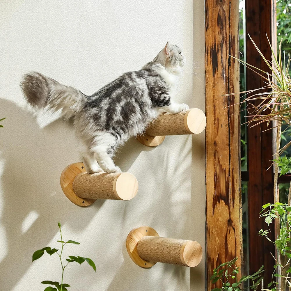 Escalera de escalada para gatos, hamaca de actividad, poste de agarre de Sisal, Pedal para gatos, casa interior, cuerda de escalada para gatos, estantes de escalera de madera - imagen 2