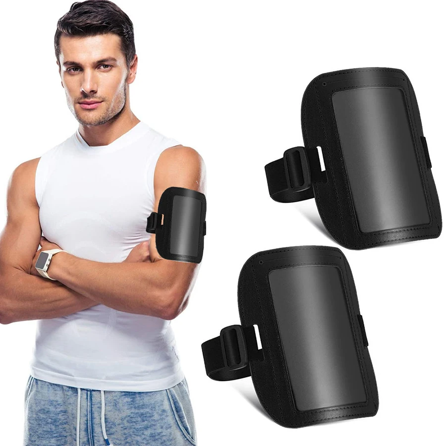 Bandas de brazo horizontales de cuero PU de alta calidad, funda para Tarjeta De Nombre ajustable impermeable, funda elástica para tarjeta de paso - imagen 2