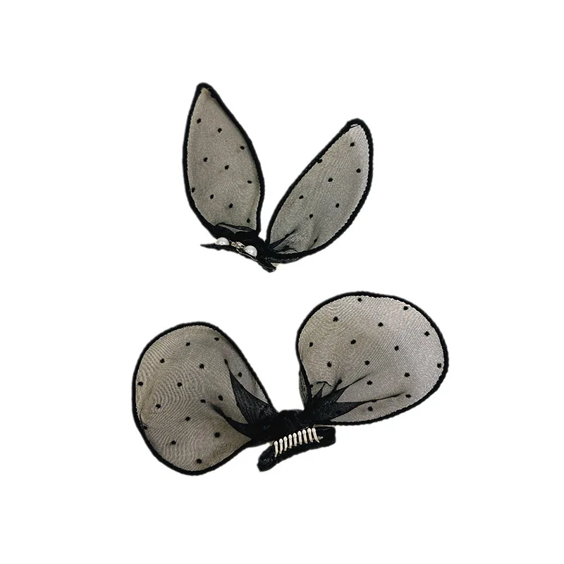 Diadema con lazo de malla para mascotas, pinza para el pelo con forma de oreja de conejo para gatos, joyería exclusiva, bonito perro Yorkshire, peluche BB, accesorios para cachorros - imagen 5