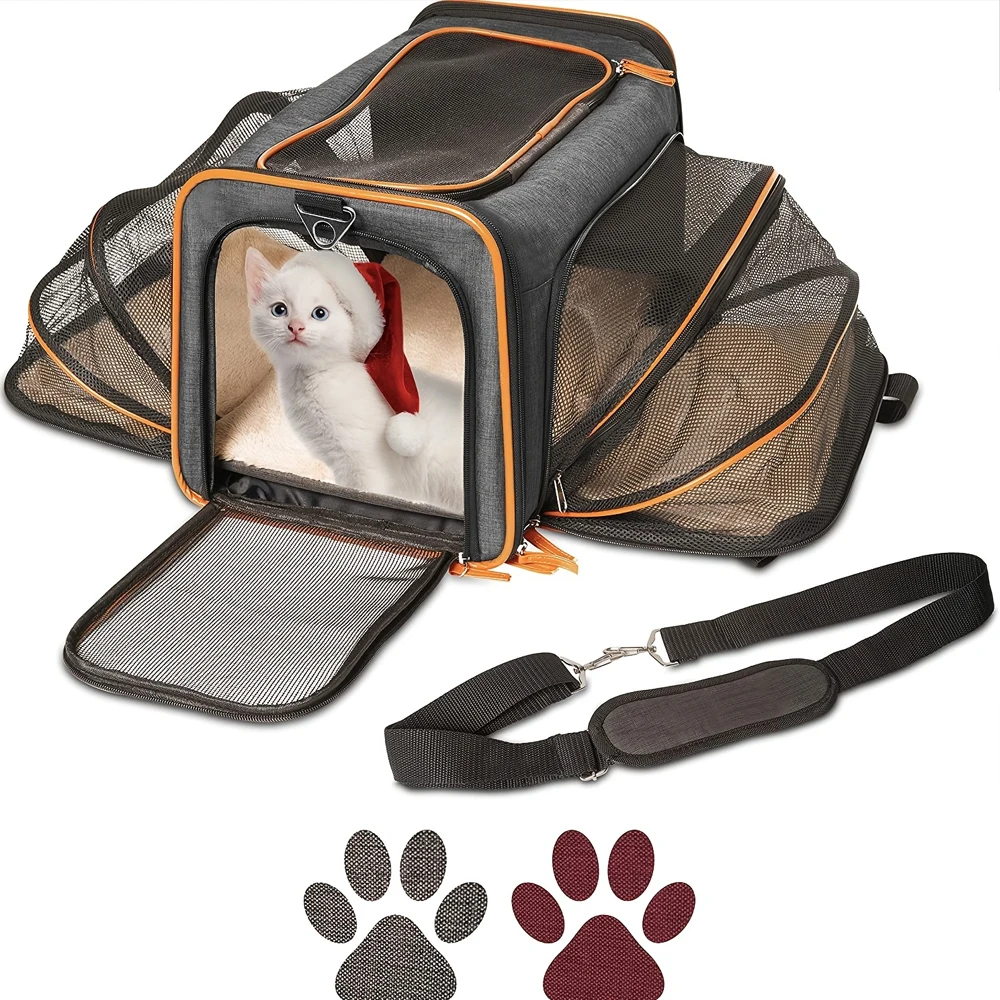 Portador reversible grande para gatos y perros con almohadilla polar