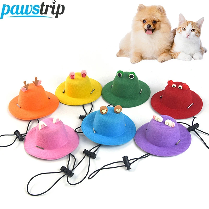 Gorro ajustable para perro, bonito gorro con forma de Animal para gatos, perros pequeños, decoración para mascotas de dibujos animados, sombreros para Cosplay para cachorros, suministros para mascotas