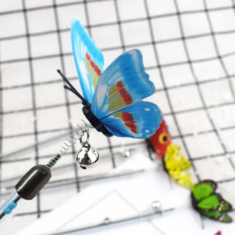 Juguete para gatos, juguetes de mariposa para gatos, palo retráctil para gatos, palos de juguete, mariposa de primavera, juguetes interactivos para gatos con campana, suministros para mascotas - imagen 4