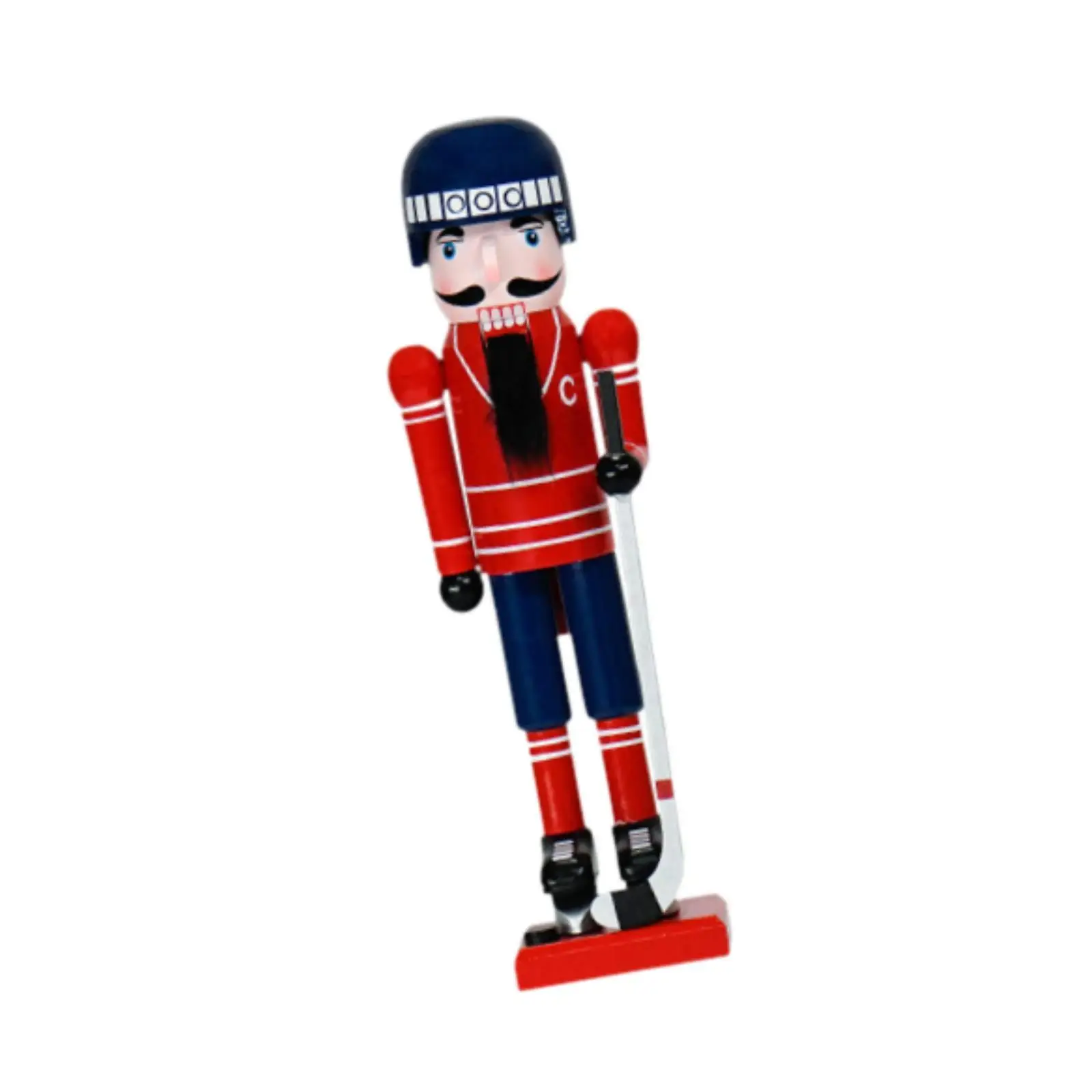 Christmas Wood Ice Hockey Sportsman Nutcracker Decorative Desktop Decoration Height 36cm for Countertops Versatile Lightweight