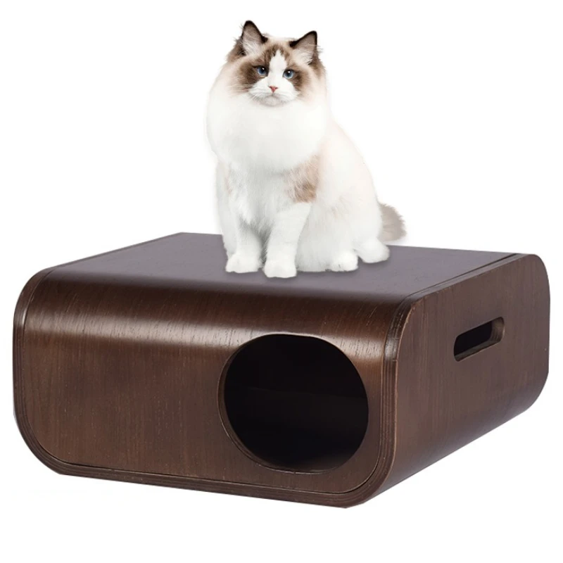 Cama para gatos de interior, cueva, cama de madera para gatos, camas para gatos transpirables de lujo, caja de alta capacidad de carga, casas ocultas para dormir para gatitos - imagen 4
