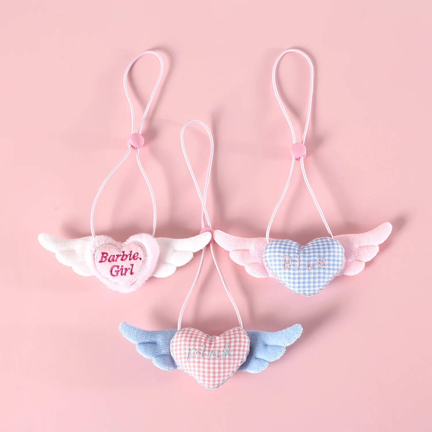 Collar de alas de amor a cuadros para mascotas, alas de peluche para gato, bufanda de princesa, Collar bonito rosa y azul, Collar decorativo para perro, accesorios para perros - imagen 2