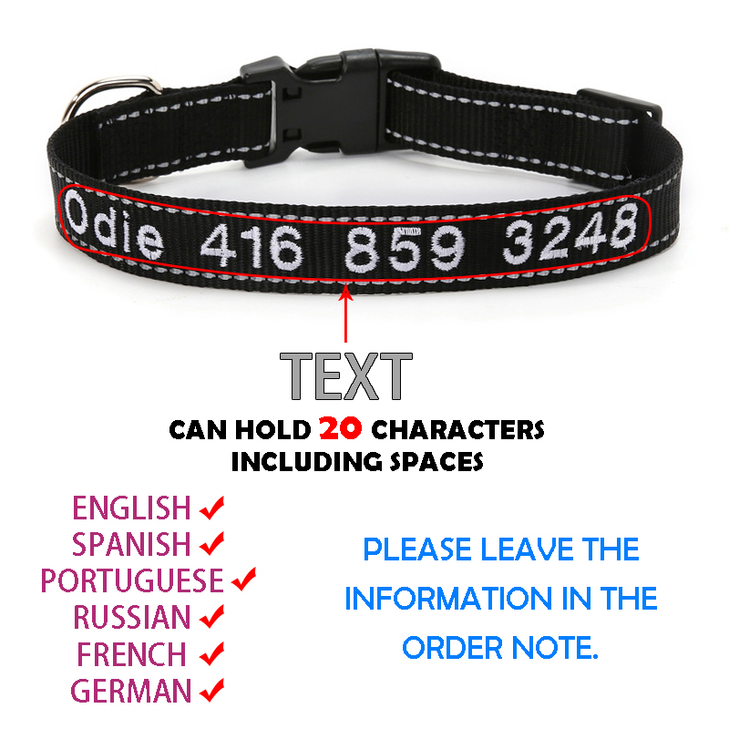 Tabla de tallas del collar reflectante - guía