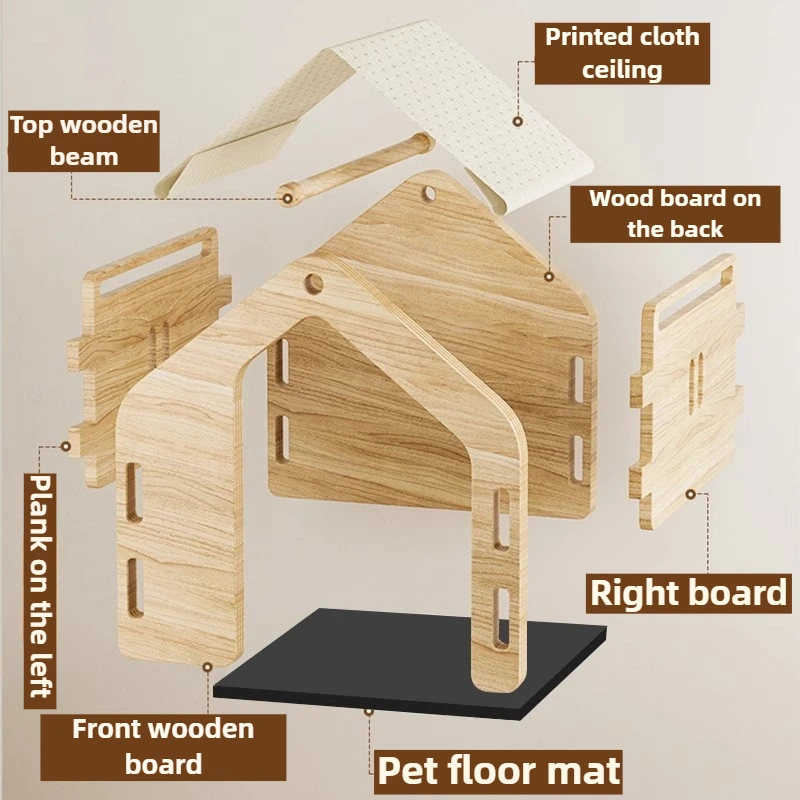 Casa para perros de interior, cama de madera maciza para todas las estaciones, casa Universal para gatos, Villa transpirable, gran espacio, caja para cachorros, tienda portátil para mascotas - imagen 3