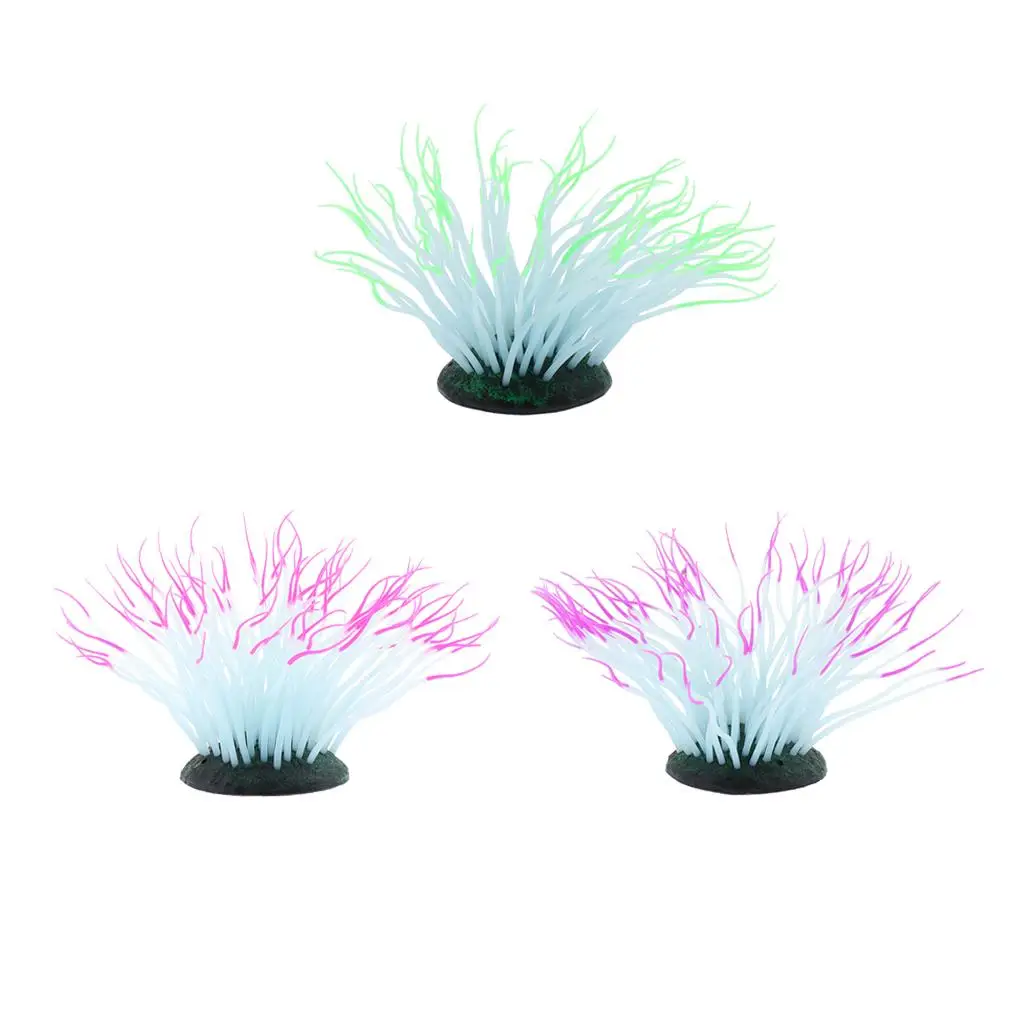 Artificial Sea Anemone Ornament Glowing Effect Silicone Landscape for Fish Tank Aquarium