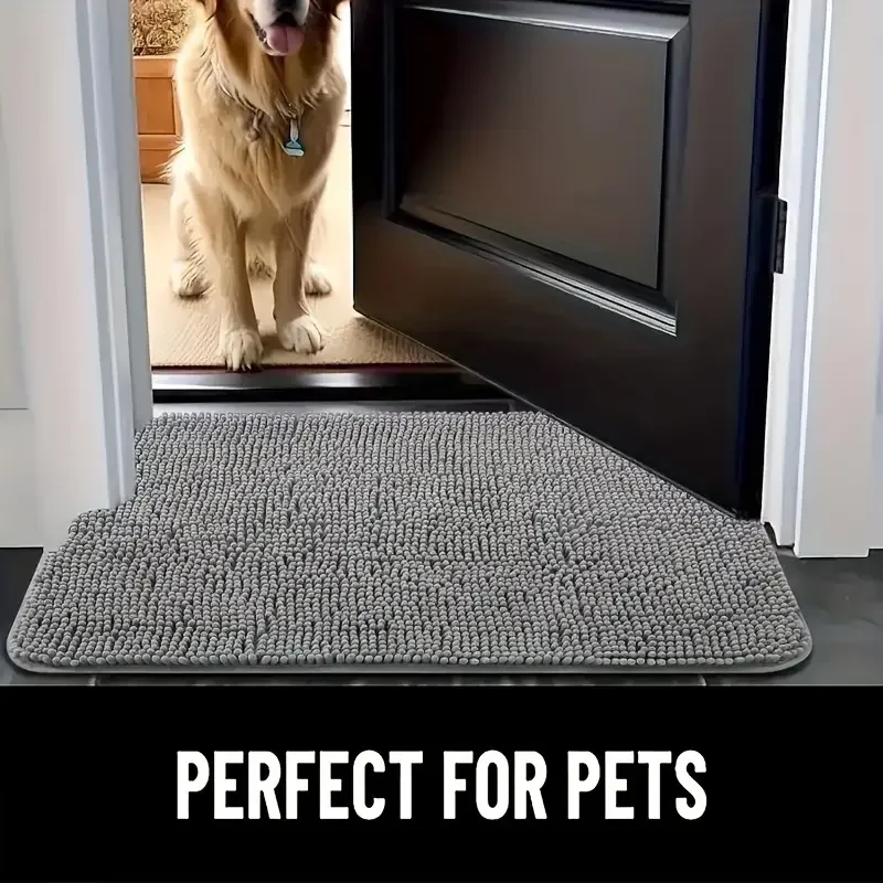 Alfombrilla para puerta de perro para patas de barro, absorbe la humedad y la suciedad, alfombrilla lavable antideslizante absorbente, microfibra de secado rápido, alfombrilla para barro para perros