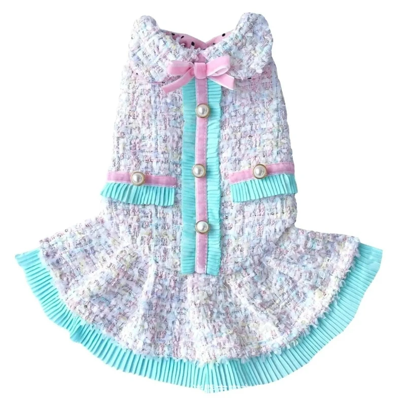 Vestido de princesa de Tweed para perro con bolsa desmontable, ropa para cachorros para Bichon, Chihuahua, perros pequeños, bonito disfraz para mascota para foto, fiesta - imagen 5