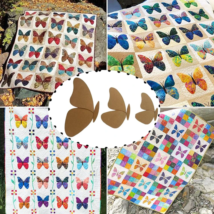 Juego de plantillas de patchwork de costura de mariposas, patrón de costura y corte de animales reutilizables