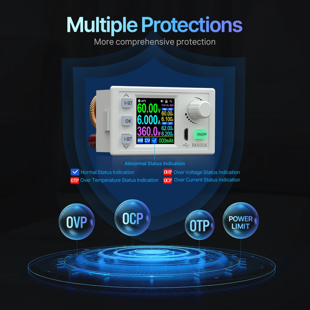 Fuente de alimentación CC RK6006 RK6006-BT, 4 dígitos, 60V, 6A, voltaje reductor, placa de comunicación USB/Bluetooth, convertidor Buck ajustable - imagen 2
