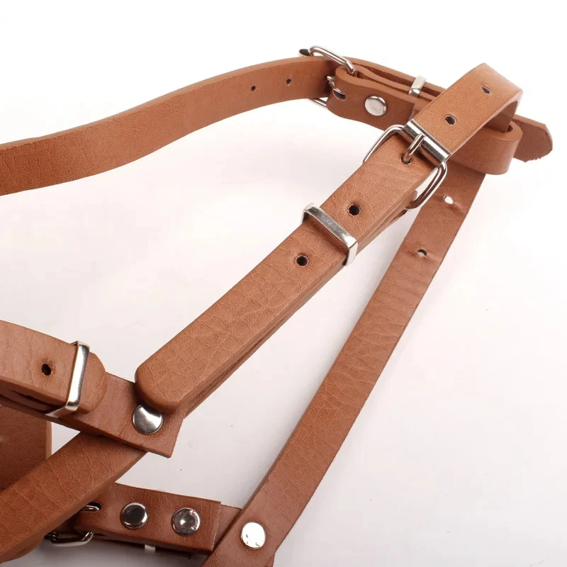 Bozal de perro de cuero y Metal, bozal de cesta antimordida ajustable para perros medianos y grandes, cubierta bucal de entrenamiento, protección para mascotas al aire libre