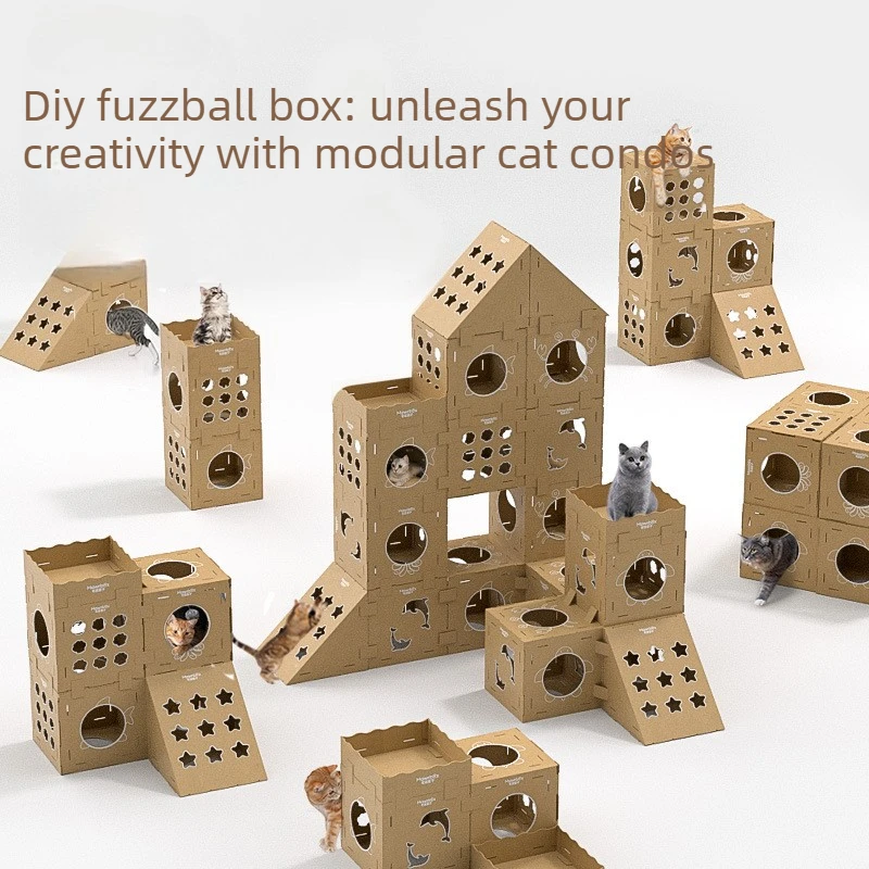 Rascador de cartón para gatos: casa y juguete multifuncional