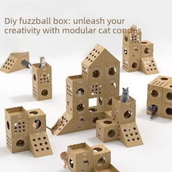 Rascador de cartón para gatos: casa y juguete multifuncional