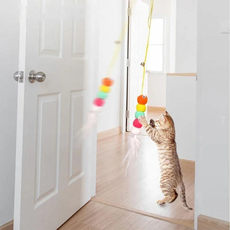 Puerta colgante suspendida, cuerda elástica, juguete para gatos, juguetes para gatos, columpio, puerta colgante, cuerda larga para gatos, accesorios de juguete para gatos - imagen 4