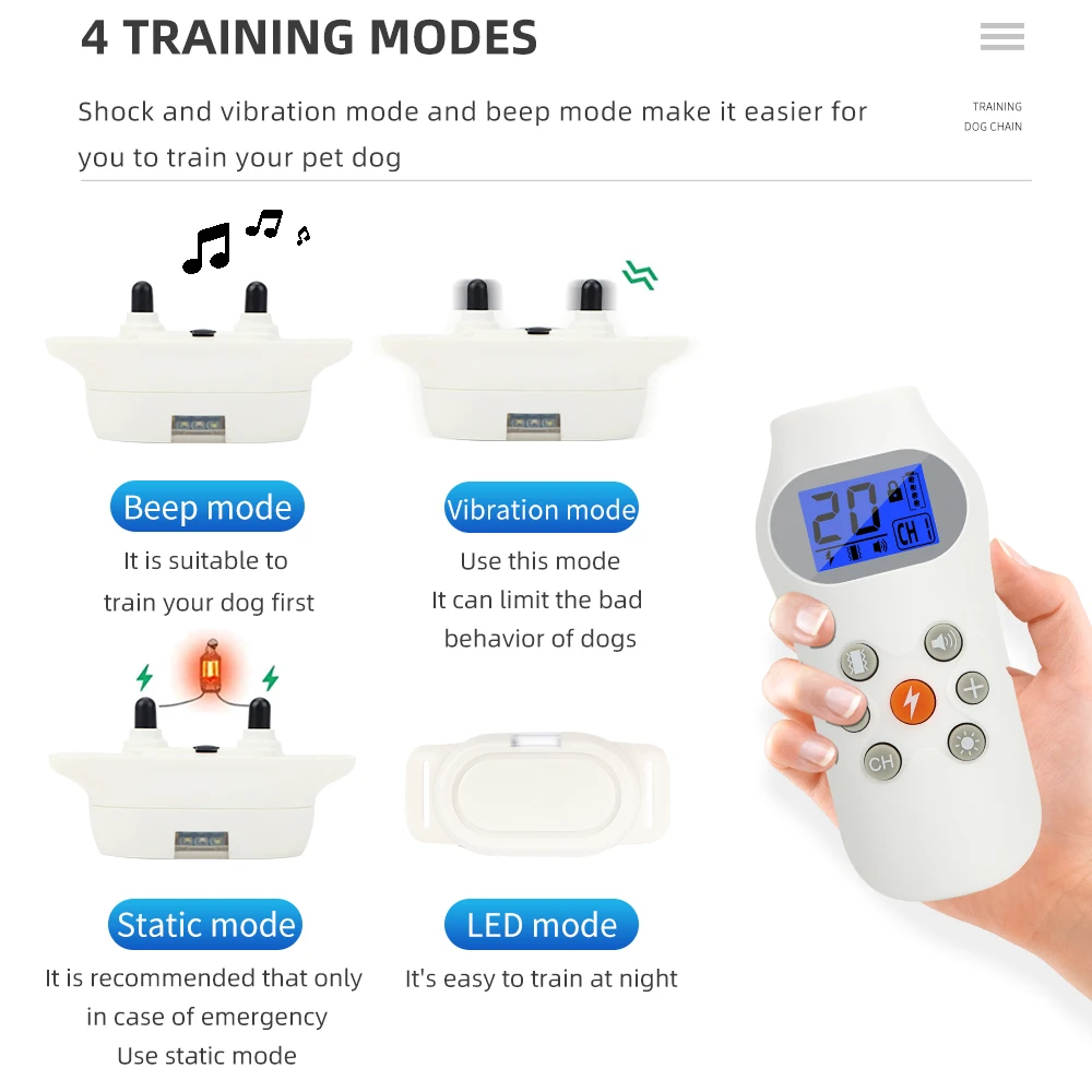 Collar de entrenamiento para perros con Control remoto de 800M, entrenador electrónico para perros, collares para perros de 433MHz, Collar de choque con vibración recargable - imagen 4