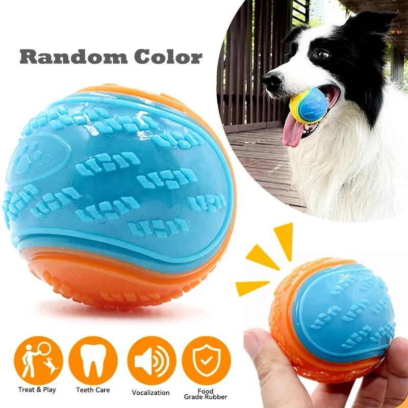 Pelota de goma de juguete para perros resistente a mordeduras, pelota elástica con sabor a carne para evitar que el perro se destruye cosas, suministro de entrenamiento para perros