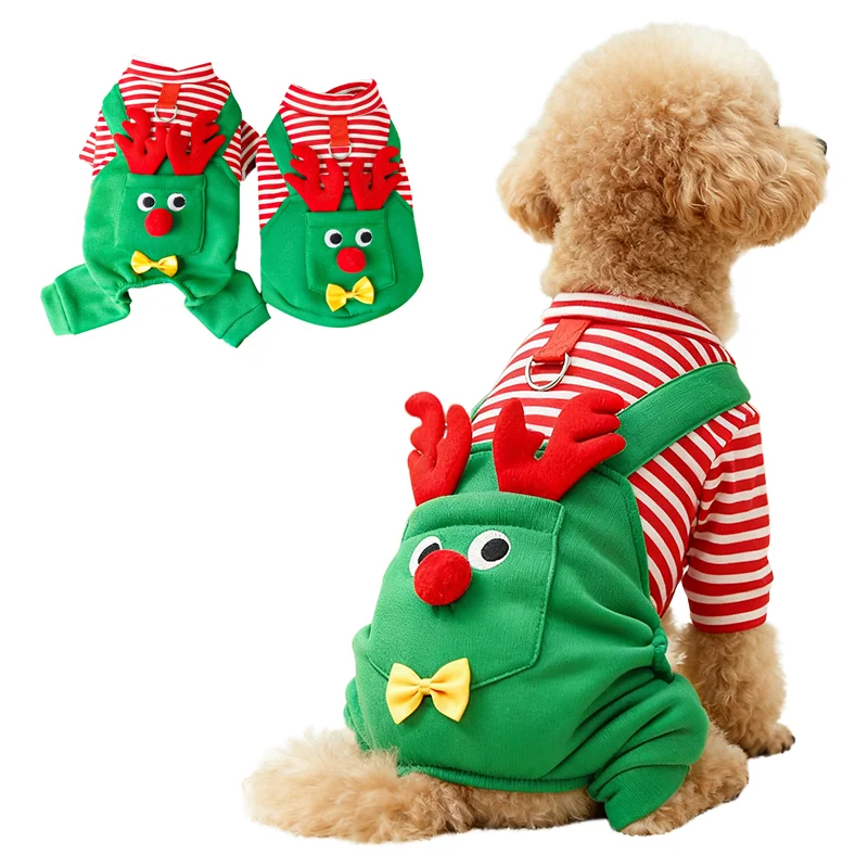 Navidad mascotas perros gatos abrigos vestir disfraz alce bolsillo sudadera Teddy Bichon ​ ​   Chaleco para cachorros y gatitos, calentador de Navidad, ropa para mascotas