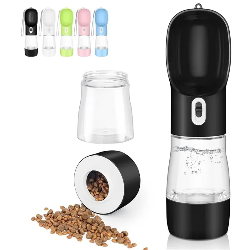 Botella de agua portátil para perros para caminar, taza de hidratación para mascotas de plástico duradero a prueba de derrames con mango ergonómico, Material fácil de limpiar