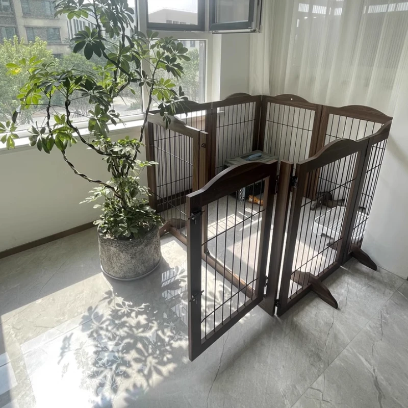 Bolígrafo para mascotas para el hogar, empalme libre, vallas para perros pequeños y medianos, jaula plegable de madera a prueba de Escape para perros, accesorios para mascotas, jaula combinada creativa - imagen 4