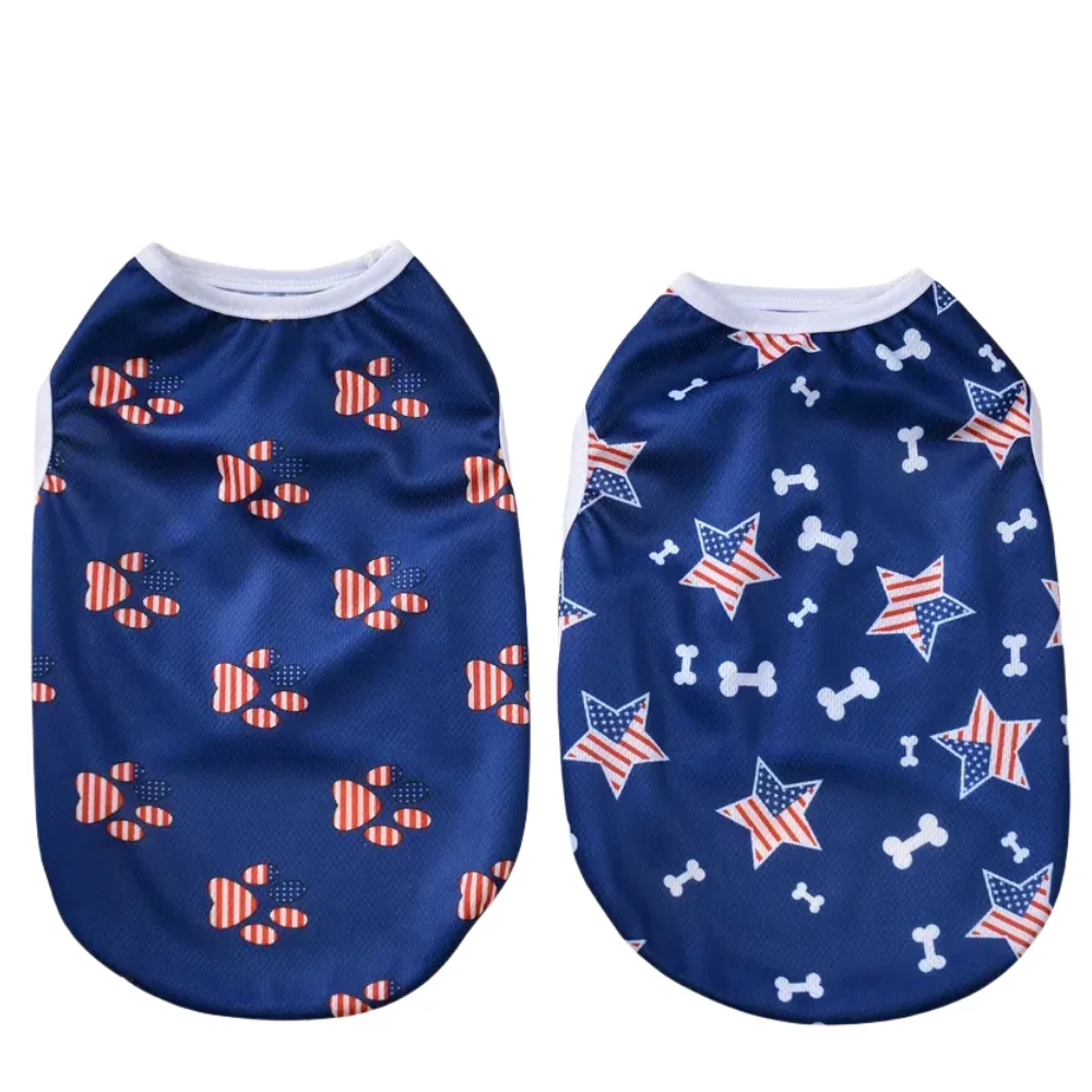 Ropa transpirable de verano para perros pequeños y grandes, chaleco para gatos, camiseta para el Día de la independencia del 4 de julio, ropa para cachorros, abrigo de Yorkshire - imagen 3