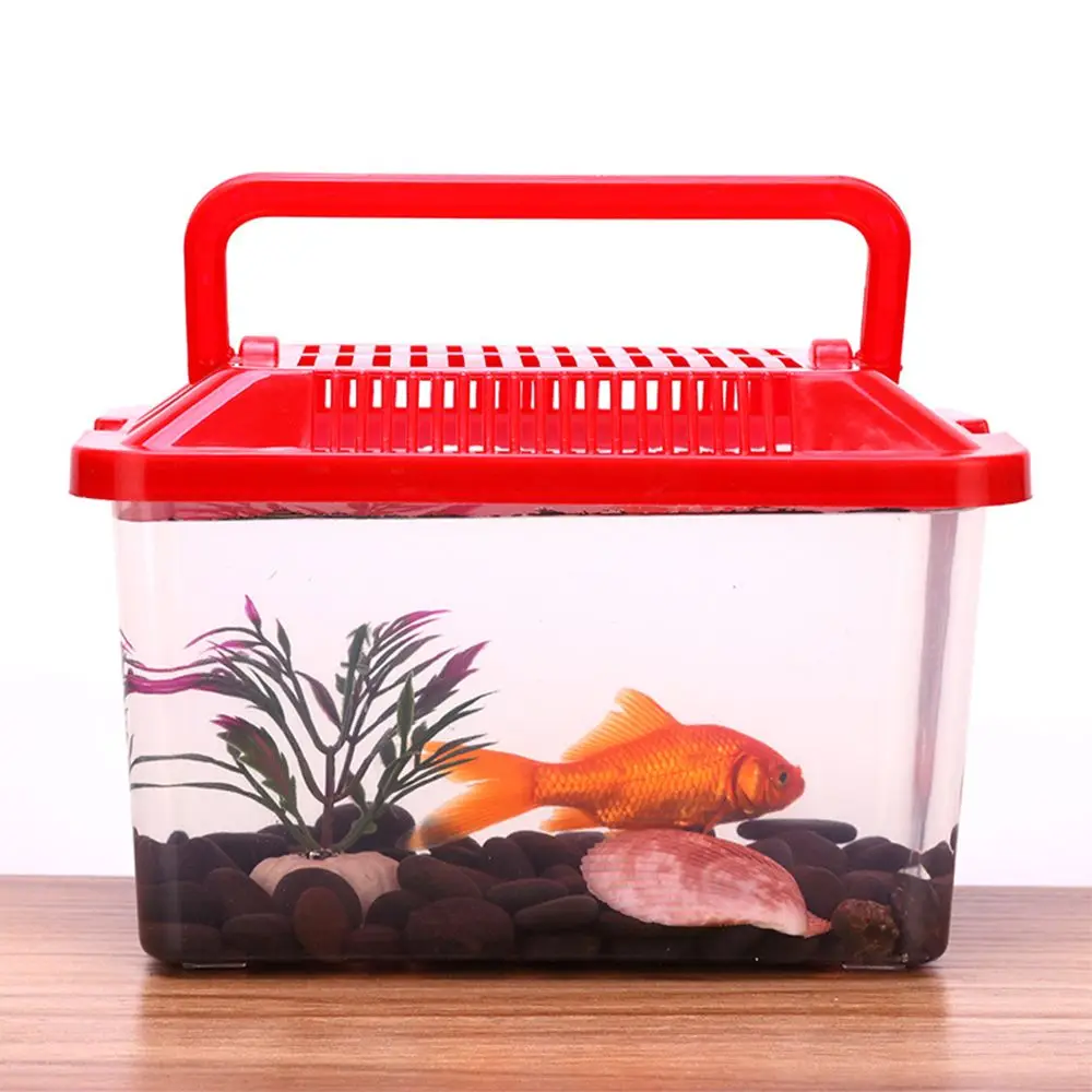 Acuario de alimentación transparente portátil, productos para mascotas, tanque de peces dorados, tanque de tortuga, caja para hámster - imagen 2