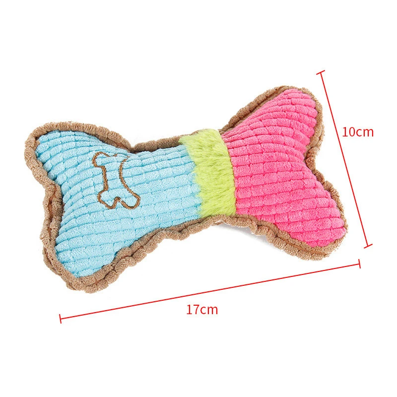 Juguete de peluche hueso para perros vista frontal