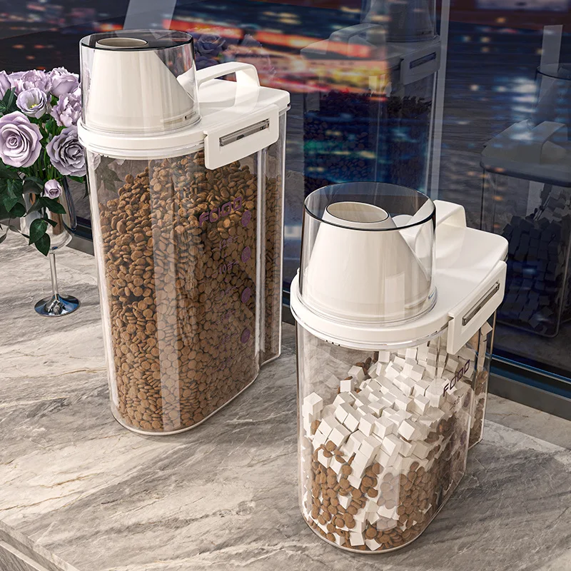 Cubo de almacenamiento de alimentos al vacío para gatos, tanque de conservación de alimentos al vacío para perros, a prueba de humedad y deshumidificador, caja de almacenamiento de aperitivos para perros y Mascotas - imagen 2