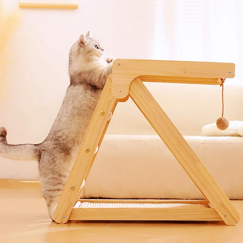 Marco de escalada para gatos, muebles de madera maciza para gatos, esteras de poste de Sisal, tablero rascador para gatos saltando, rascadores plegables para gatos, juguetes para mascotas - imagen 4