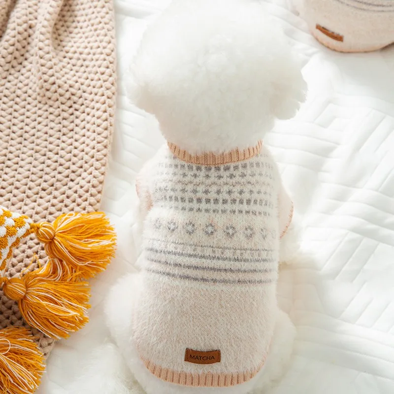 Ropa de lujo para perros, suéter de lana para perros y gatos, ropa para cachorros, Chihuahua, Bichon Frise, Bulldog Francés, disfraz para perros de otoño e invierno - imagen 4