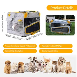 Transportadora plegable con ventana extragrande para gatos y perros