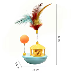 Juguete interactivo para gatos con campana, plumas y giratorio