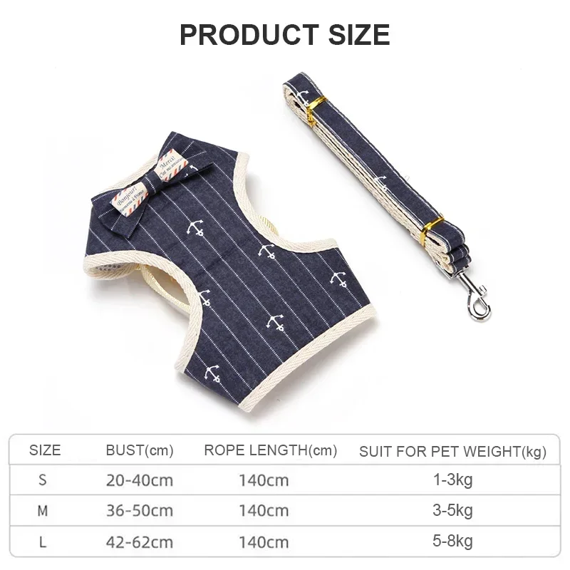 Correa de pecho con lazo para mascotas, chaleco Estilo Chaleco para gatos y perros - imagen 5