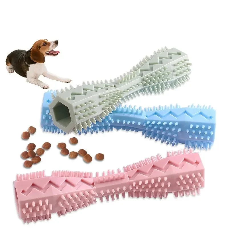 Suministros para mascotas, juguete para masticar para perros, juguete con fugas, Material TPR, cepillo de dientes para perros, palo de limpieza de dientes para moler