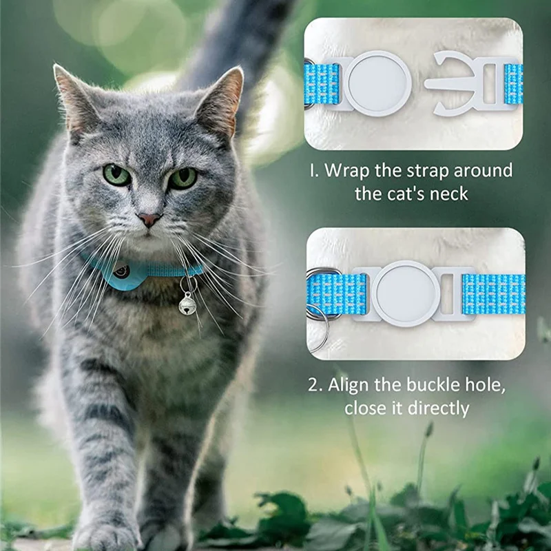 Airtag Cat Collar Positioning Tracker Silicone Sleeve Three Wire Reflective Bag Bell Dog Pet - imagen 4