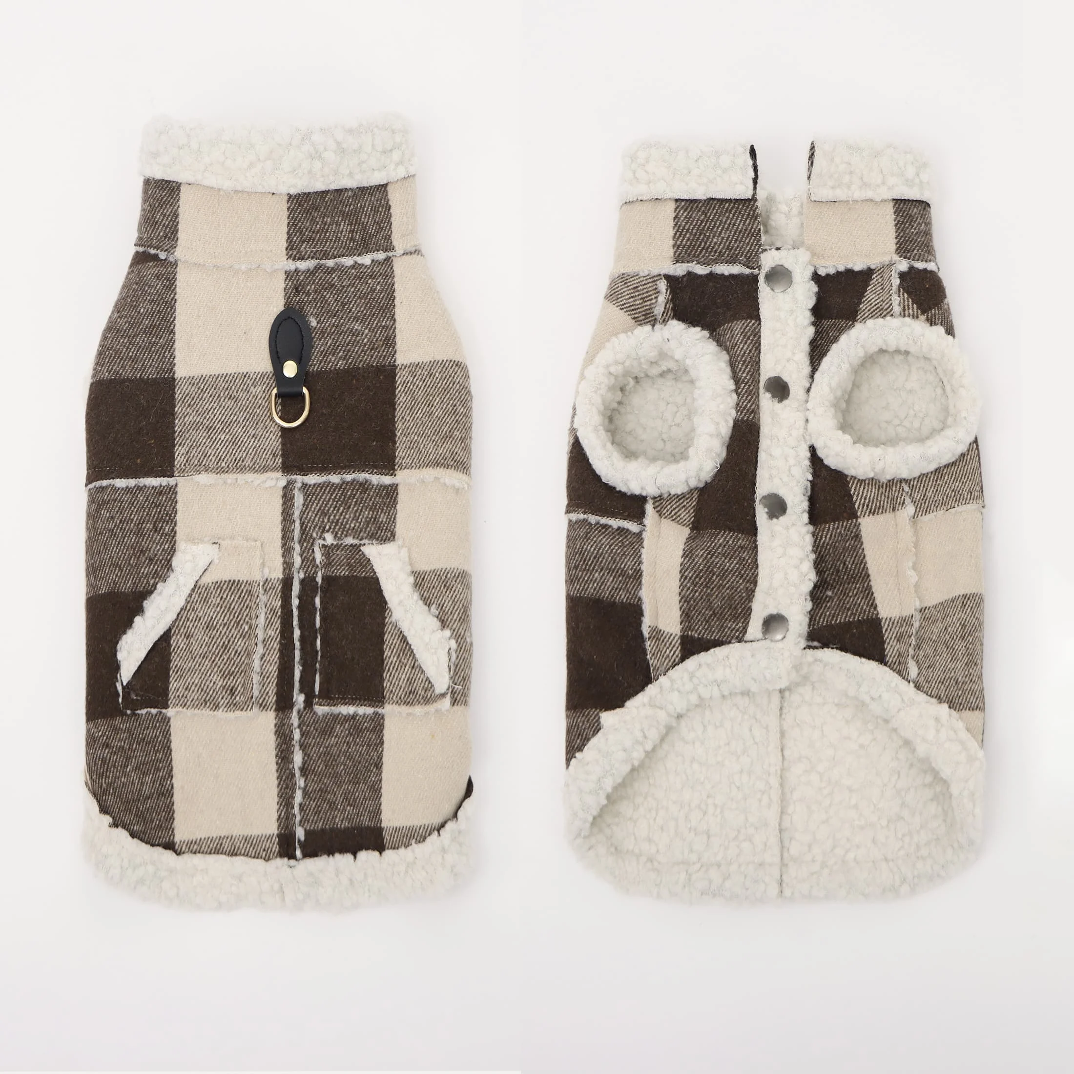 Chaleco abrigo para perros y gatos pequeños – Estampado a cuadros con bolsillo - imagen 5