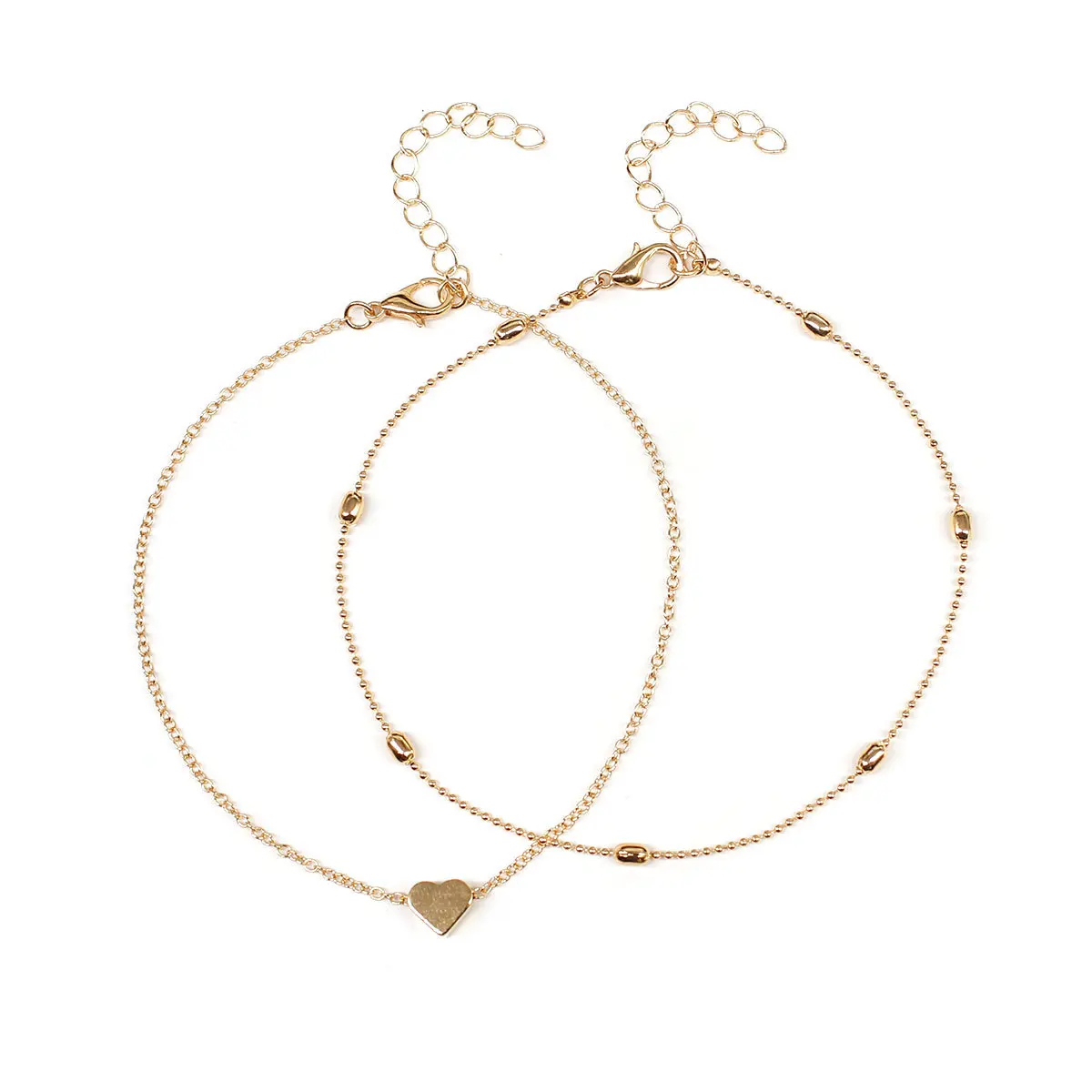 Tobillera en forma de corazón, conjunto de joyería ajustable a la moda, cadena de cuentas para mujer, tobillera en forma de corazón, regalo para fiesta - imagen 3