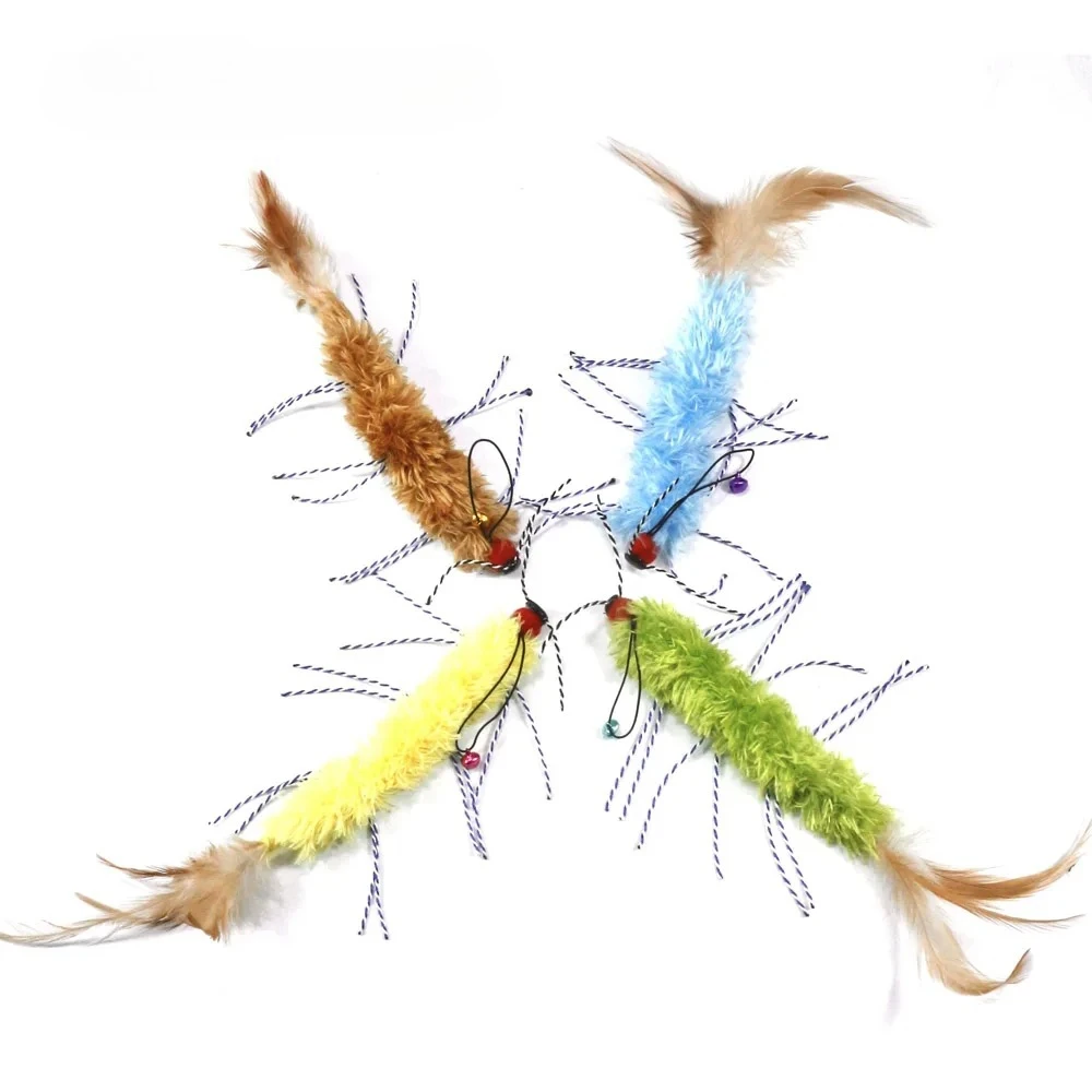 Cabeza de repuesto de oruga falsa de Color aleatorio, palo de Teaser para gato, juguete divertido para Gato, 2 uds. - imagen 2