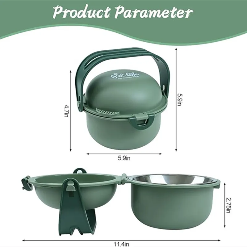 Cuenco de transporte portátil para mascotas, cuenco plegable para senderismo al aire libre, cuenco doble para perros, lavabo para alimentar y beber, cuenco de comida para gatos - imagen 5
