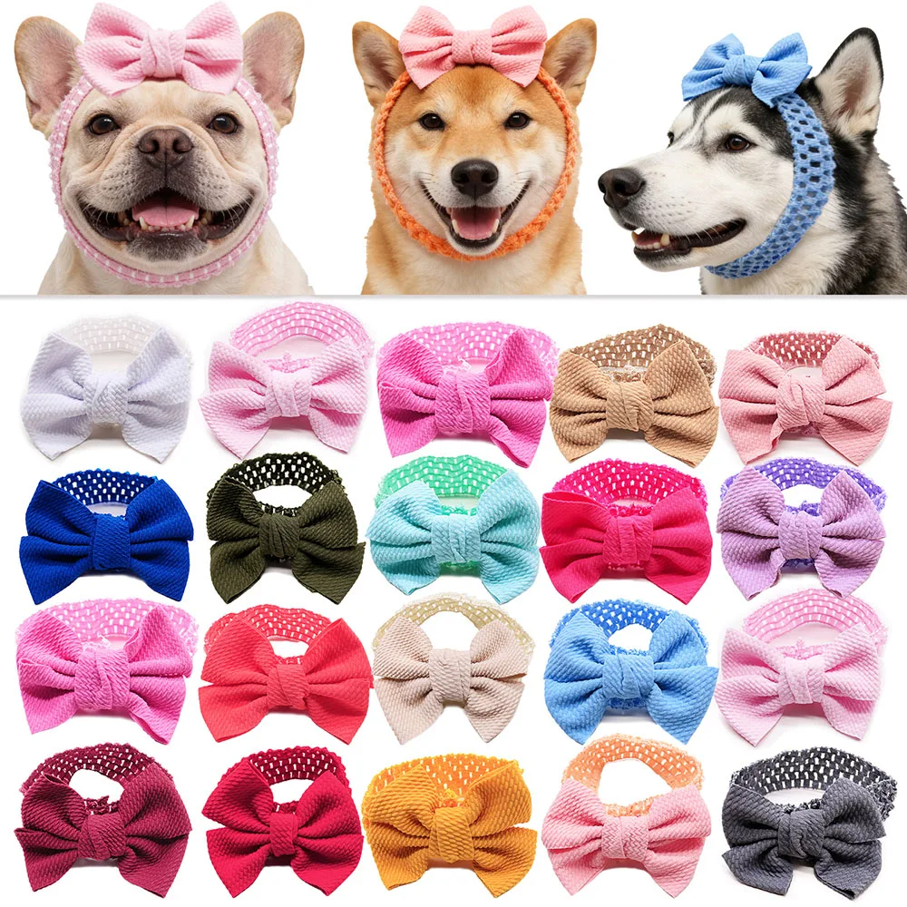 Lazos elásticos para perro pelo coloridos grandes hechos a mano